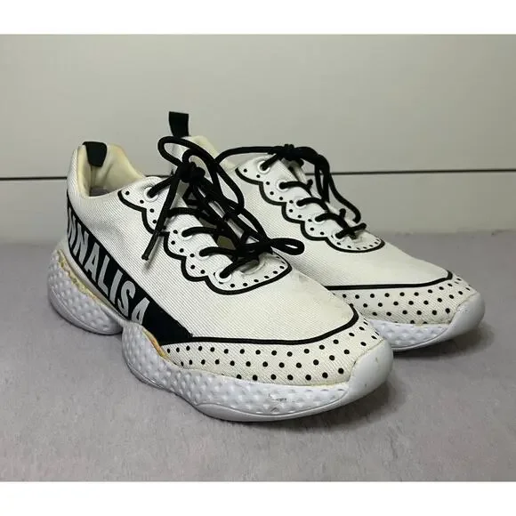 MonnaLisa Trainers Designer Shoe White w/ Black (Great Condition) Women's US 7.5 - Picture 2 of 7